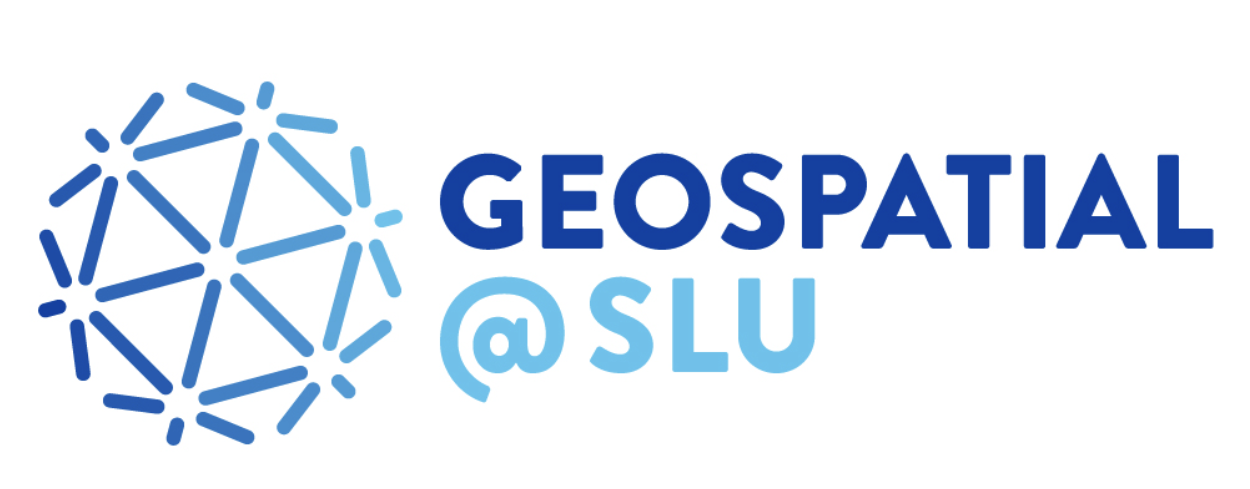 Geospatial @ SLU text treatment with an figure of a drone