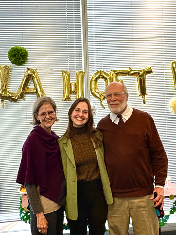 A picture of Stella Hoft pictured with faculty and family member, Daniel Hoft