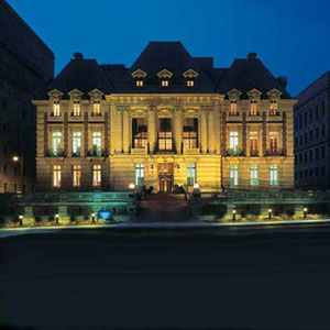 The Saint Louis University Museum of Art at night.